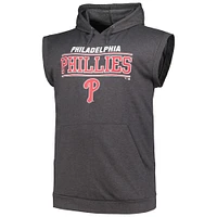 Men's Profile Heather Charcoal Philadelphia Phillies Big & Tall Muscle Sleeveless Pullover Hoodie