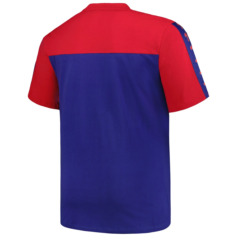 T-shirt en tricot à empiècement Big & Tall Phillies de Philadelphie rouge/royal Profile pour homme