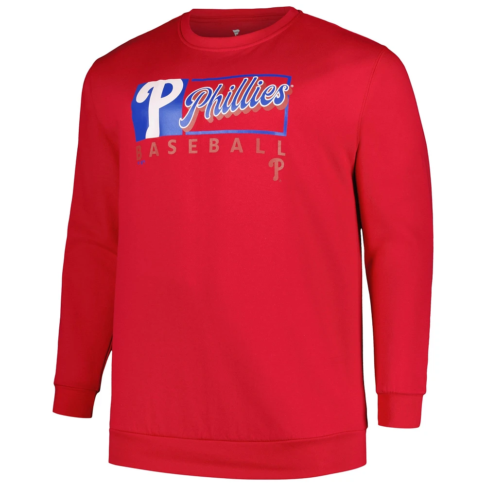 Men's Profile Red Philadelphia Phillies Big & Tall Pullover Sweatshirt