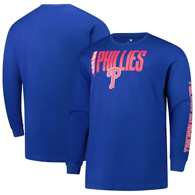 T-shirt à manches longues deux coups pour hommes Profile Royal Philadelphia Phillies Big & Tall