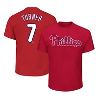 T-shirt rouge avec nom et numéro des Phillies de Philadelphie Profile Trea Turner pour homme