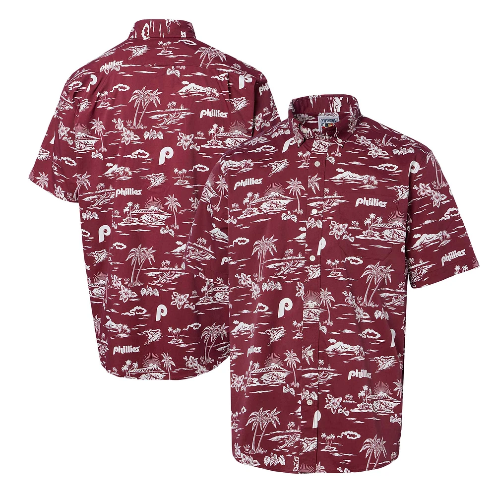 Chemise boutonnée Kekai de la collection Cooperstown des Phillies Philadelphie Reyn Spooner bordeaux pour hommes