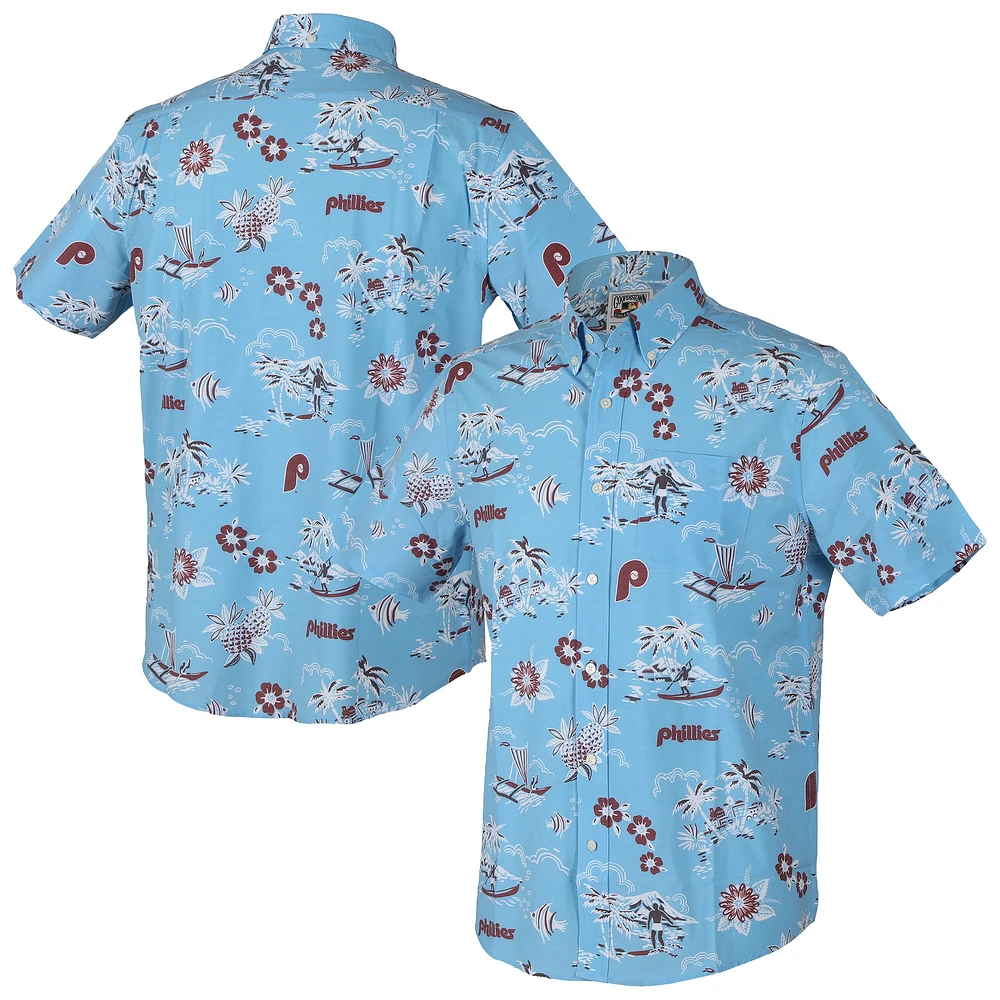 Chemise boutonnée Kekai bleu clair Reyn Spooner pour homme, des Philadelphia Phillies