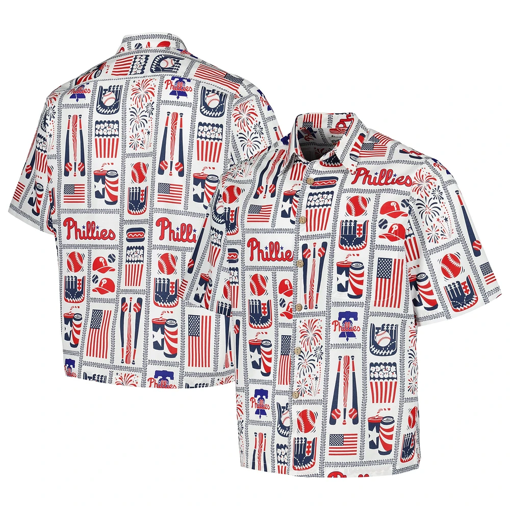 Chemise boutonnée Americana des Phillies de Philadelphie Reyn Spooner pour homme, blanche