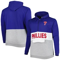 Sweat à capuche demi-glissière en molleton Big & Tall Phillies de Philadelphie Royal/Blanc pour homme