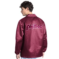 Men's Starter  Burgundy Philadelphia Phillies Cooperstown Collection Point Man Full-Snap Coaches Jacket