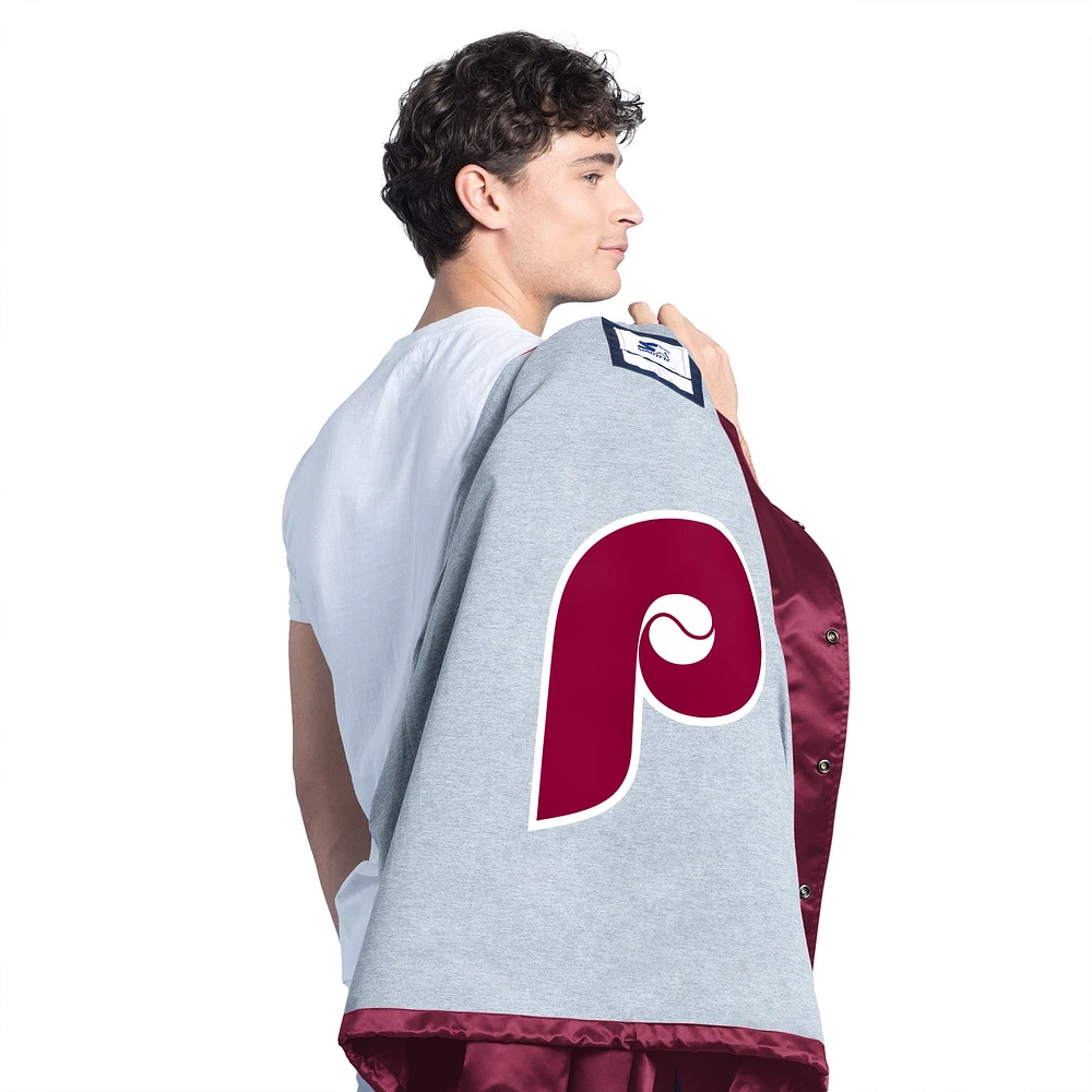 Men's Starter  Burgundy Philadelphia Phillies Cooperstown Collection Point Man Full-Snap Coaches Jacket