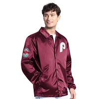 Men's Starter  Burgundy Philadelphia Phillies Cooperstown Collection Point Man Full-Snap Coaches Jacket