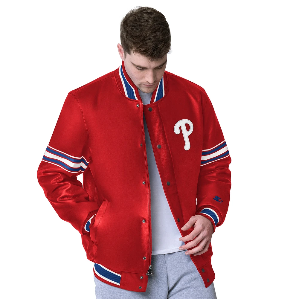 Men's Starter Red Philadelphia Phillies Leather Jacket