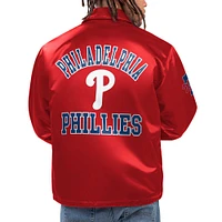 Men's Starter Red Philadelphia Phillies Option Route Satin Full-Snap Jacket