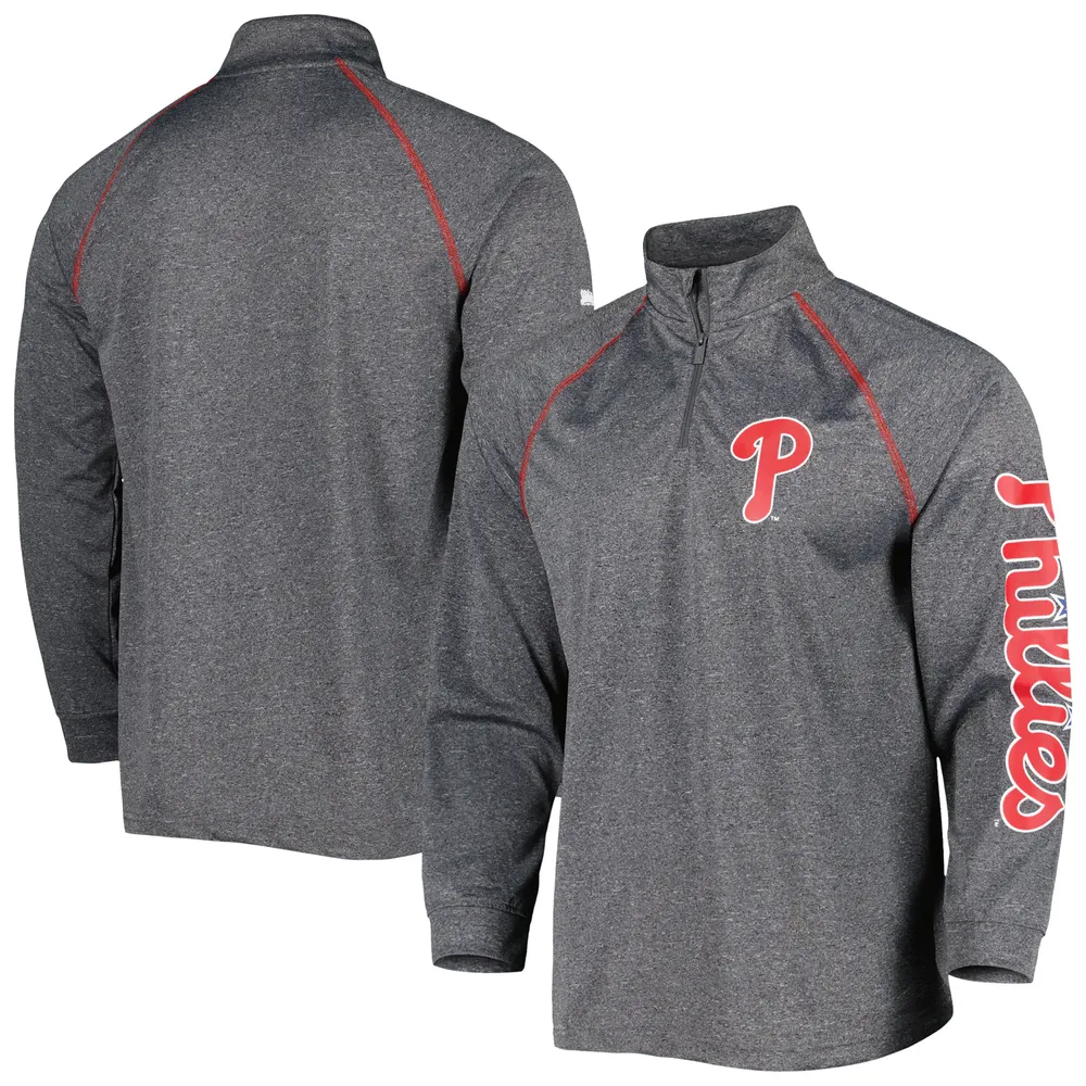 St. Louis Cardinals Stitches Raglan Sleeve Quarter-Zip Pullover Jacket - Heathered Red/Gray, Size: Small