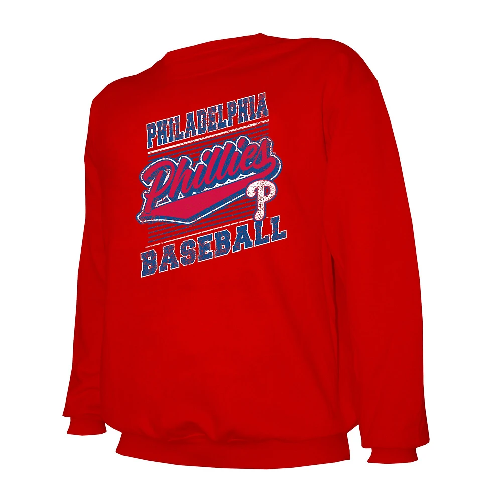 Sweat-shirt ras du cou léger rouge Stitches pour homme des Philadelphia Phillies