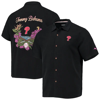 Men's Tommy Bahama Black Philadelphia Phillies Baseball Bay Button-Up Shirt