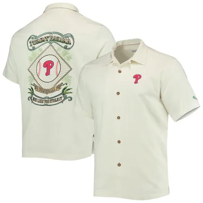 Men's Tommy Bahama Black Philadelphia Eagles Sport Harbor Island Hibiscus  Camp Button-Up Shirt