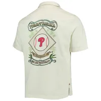 Chemise boutonnée Tommy Bahama Philadelphia Phillies Baseball Camp crème pour homme