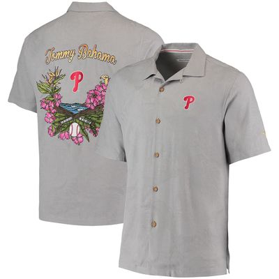 Men's Minnesota Vikings Tommy Bahama Black Big & Tall Sport Harbor Island  Hibiscus Silk Button-Up