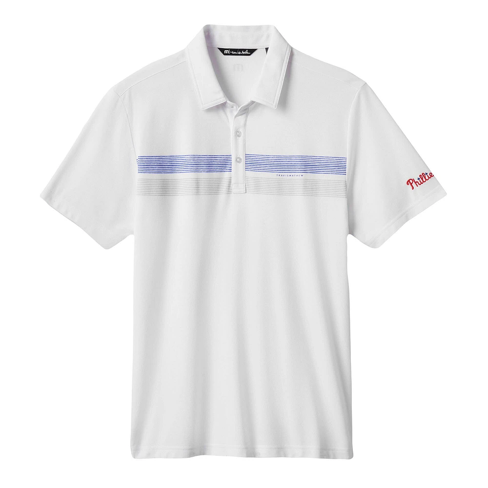 Men's TravisMathew White Philadelphia Phillies Top Recruit Tri-Blend Polo