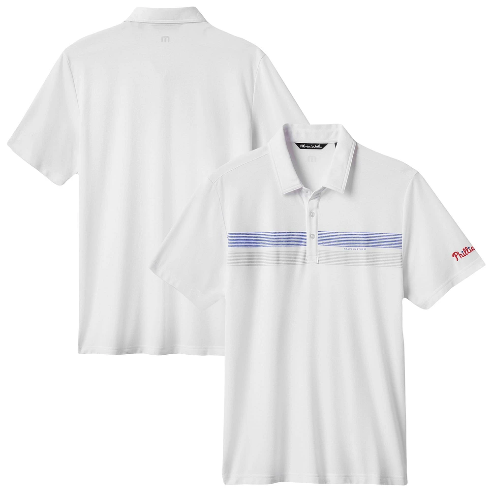 Men's TravisMathew White Philadelphia Phillies Top Recruit Tri-Blend Polo