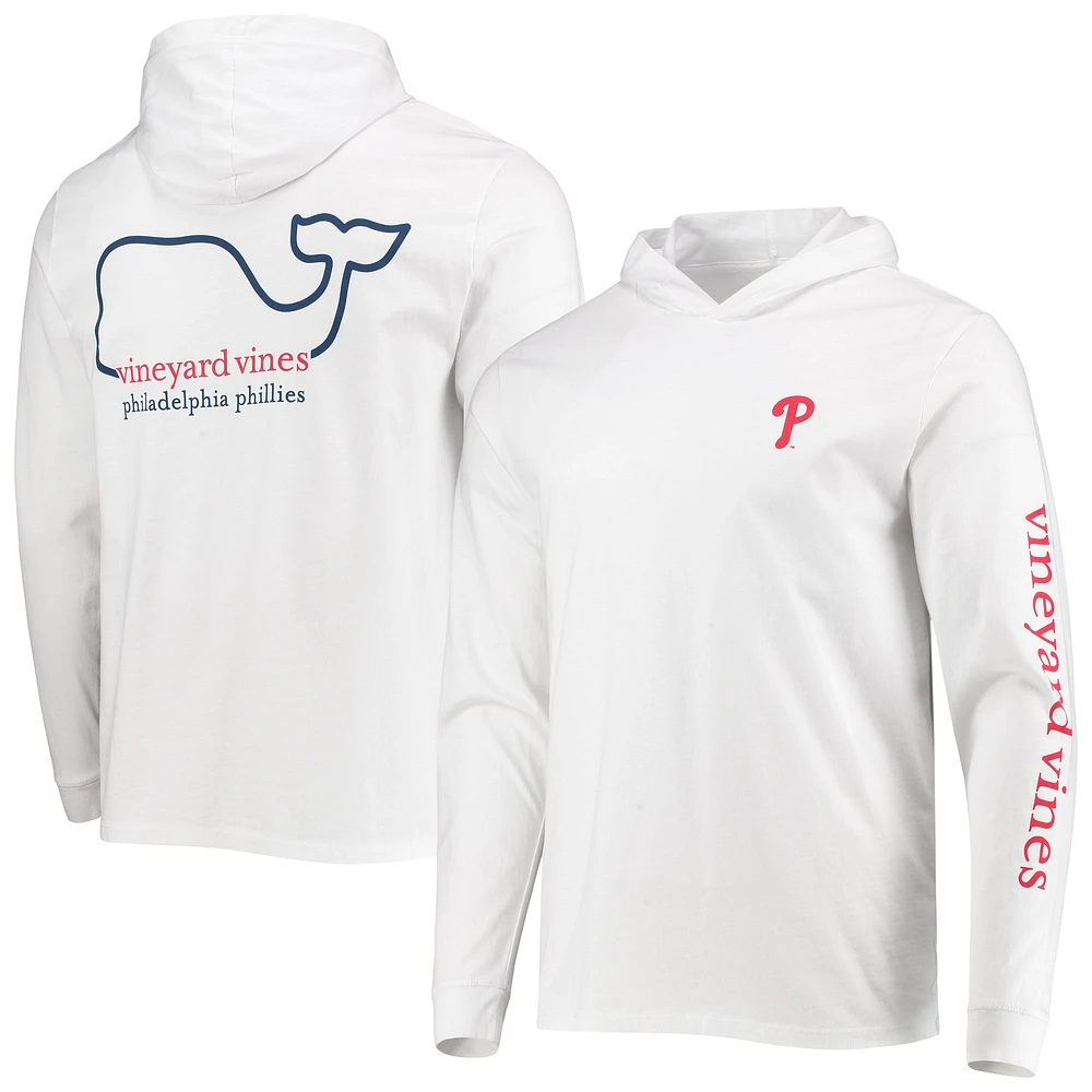 T-shirt à capuche blanc manches longues Vineyard Vines pour hommes des Phillies de Philadelphie