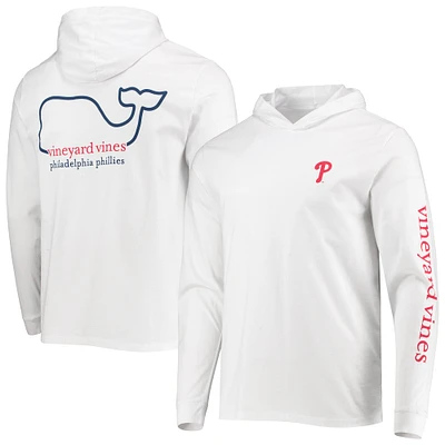 T-shirt à capuche blanc manches longues Vineyard Vines pour hommes des Phillies de Philadelphie