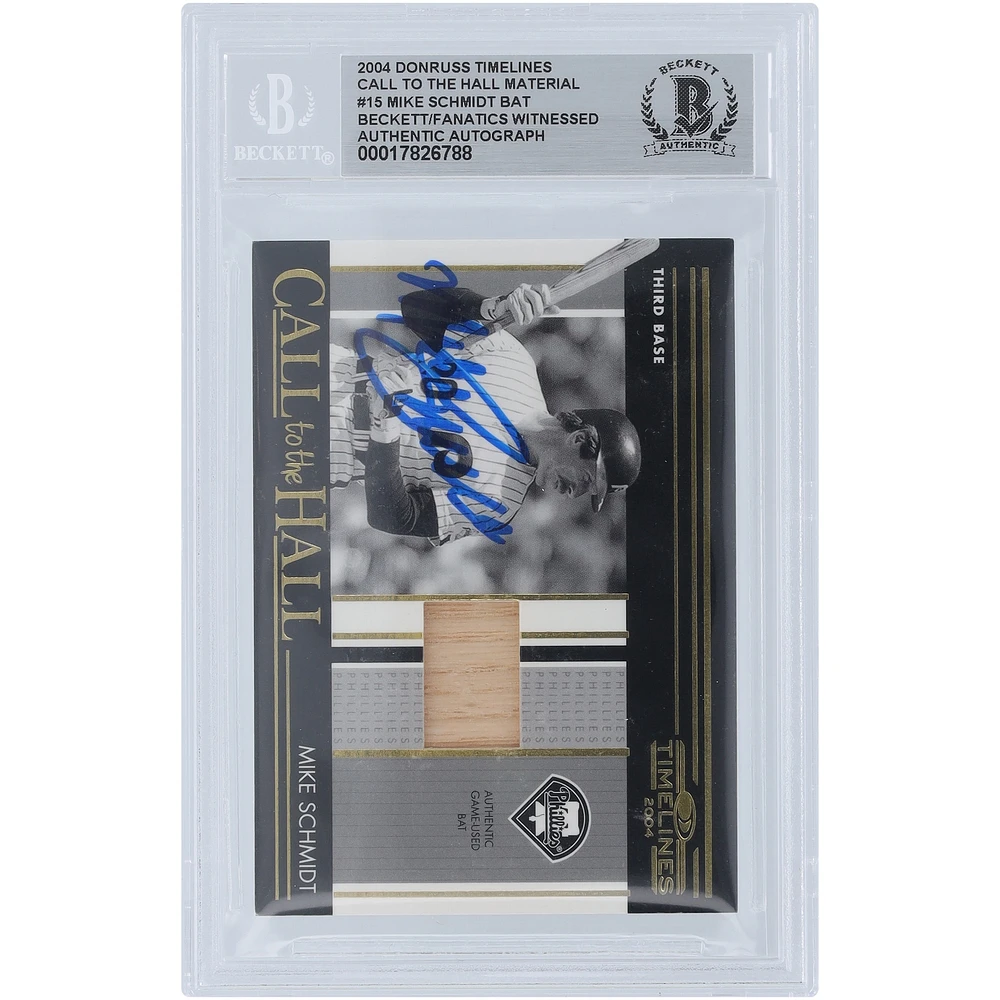 Mike Schmidt Philadelphia Phillies Autographed 2004 Donruss Timelines Call to the Hall Material Relic #CH-15 Beckett Fanatics Witnessed Authenticated Card