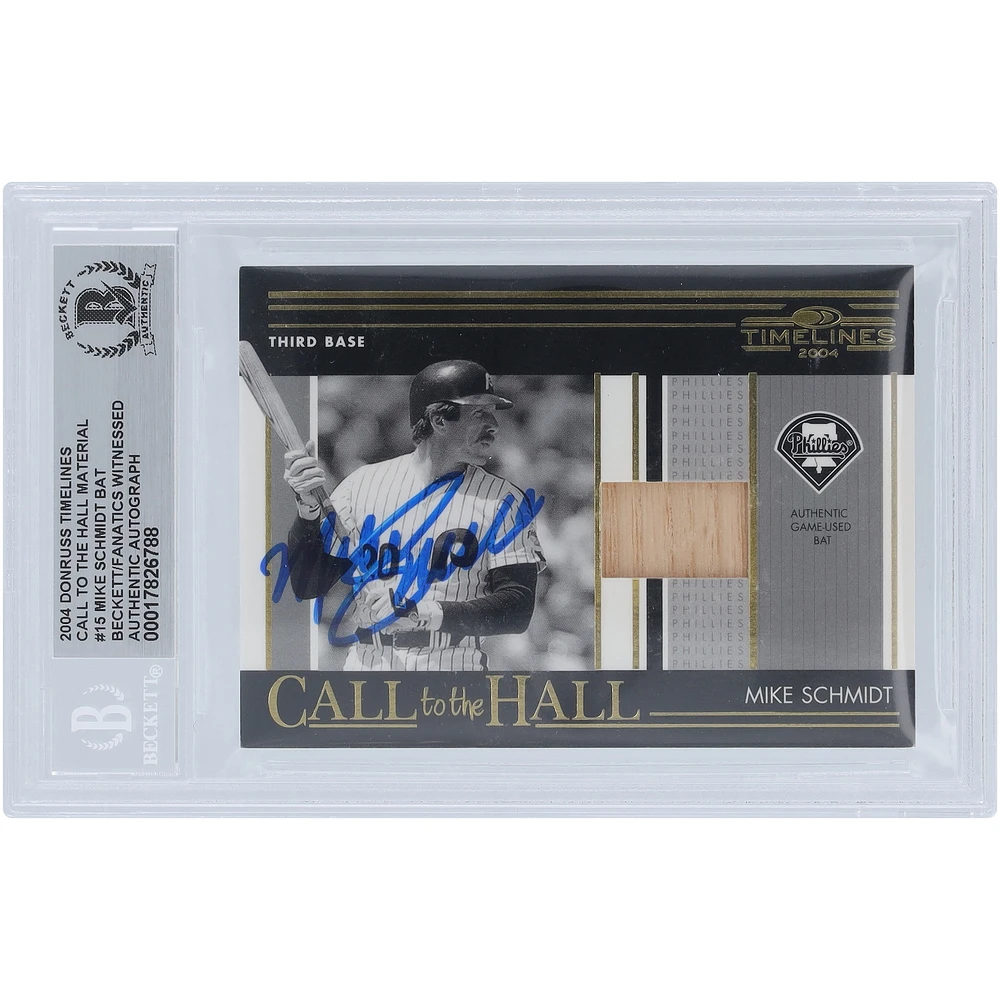 Mike Schmidt Philadelphia Phillies Autographed 2004 Donruss Timelines Call to the Hall Material Relic #CH-15 Beckett Fanatics Witnessed Authenticated Card