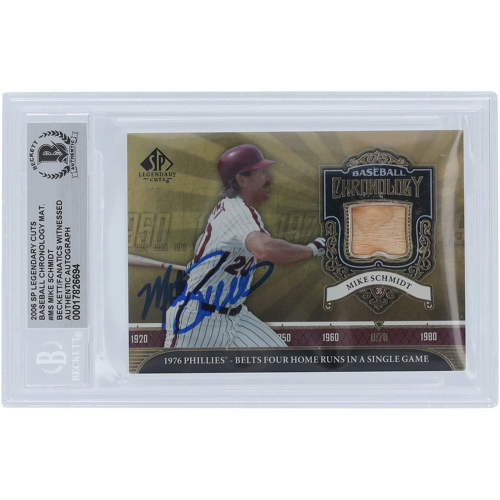 Mike Schmidt Philadelphia Phillies Autographié 2006 Upper Deck SP Authentique Légendaire Coupes Relique #BC-MS Beckett Fanatics Témoin Carte Authentifiée