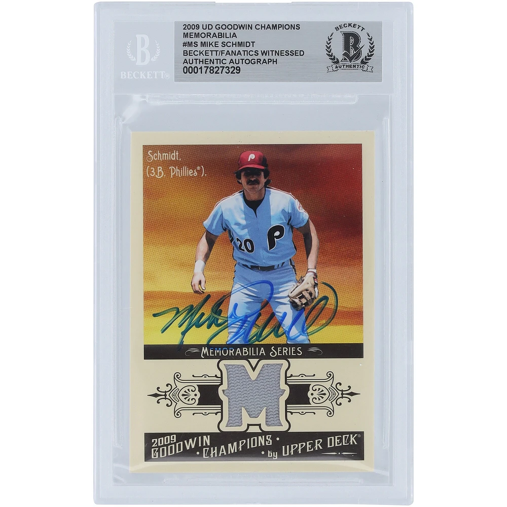 Mike Schmidt Philadelphia Phillies Autographié 2009 Upper Deck Goodwin Champions Relic #GCM-MS Beckett Fanatics Witnessed Authenticated Card