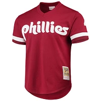 Mitchell & Ness Lenny Dykstra Philadelphia Phillies Cooperstown Collection Maillot d'entraînement au bâton en maille - Écarlate