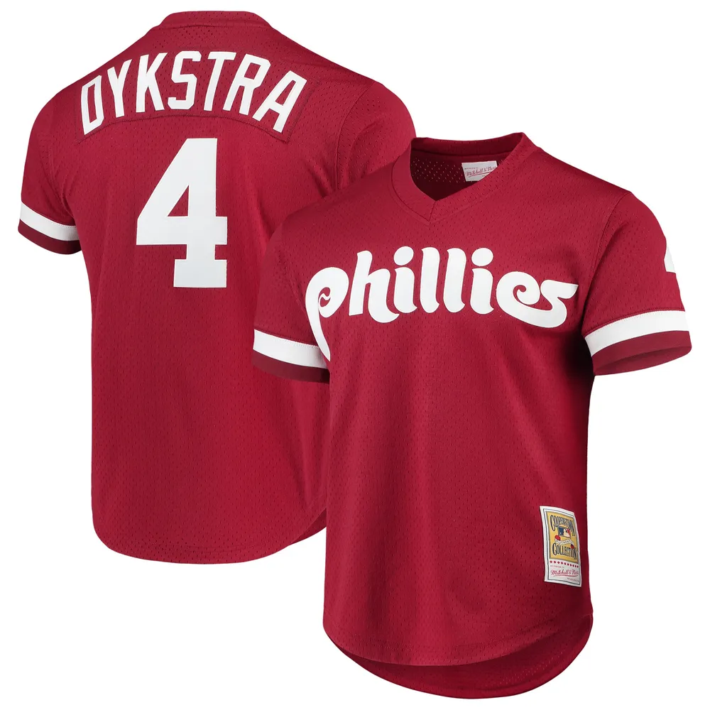 Youth Philadelphia Phillies Lenny Dykstra Mitchell & Ness Burgundy  Cooperstown Collection Mesh Batting Practice Jersey