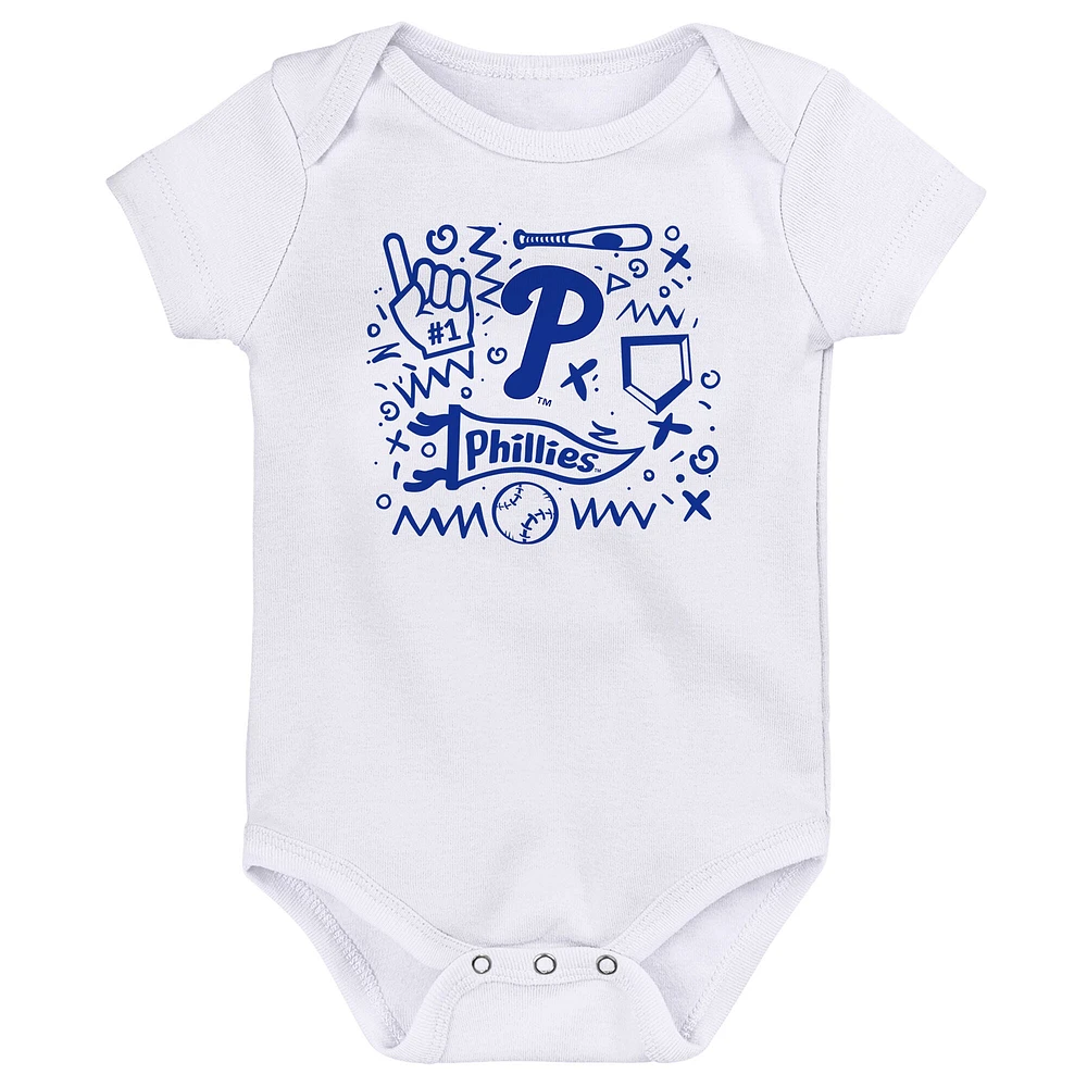 Newborn  Philadelphia Phillies Batter Up Three-Pack Bodysuit Set