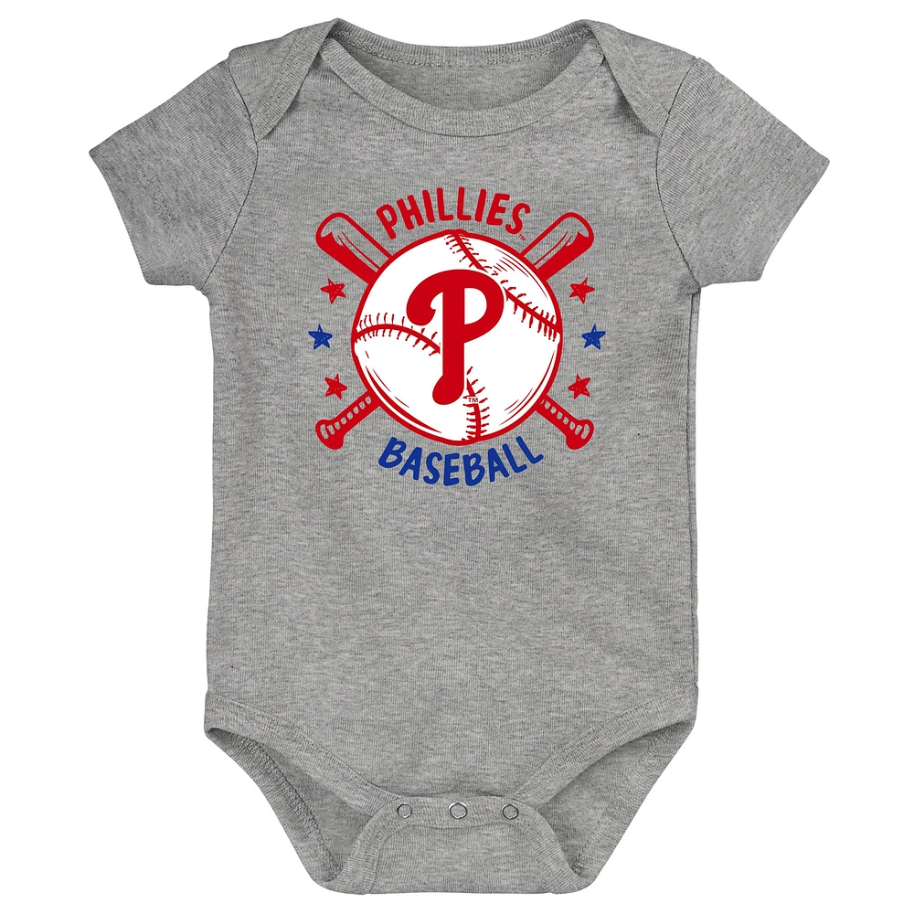 Newborn  Philadelphia Phillies Batter Up Three-Pack Bodysuit Set