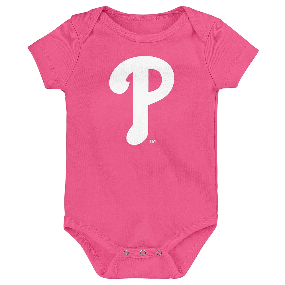 Body rose pour nouveau-né avec logo principal des Philadelphia Phillies