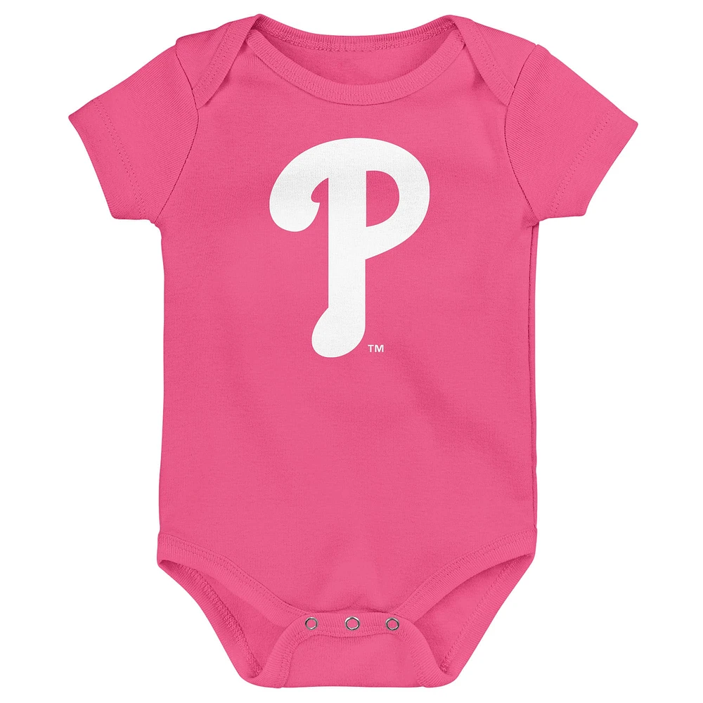 Body rose pour nouveau-né avec logo principal des Philadelphia Phillies