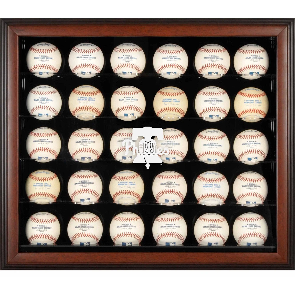 Philadelphia Phillies Logo Brown Framed 30-Ball Display Case