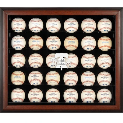 Philadelphia Phillies Logo Brown Framed 30-Ball Display Case