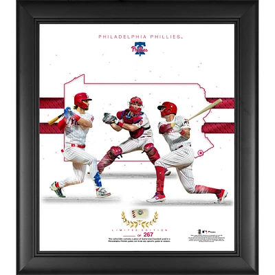 Philadelphia Phillies Framed 15" x 17" Franchise Foundations Collage with a Piece of Game Used Baseball - Limited Edition of 267