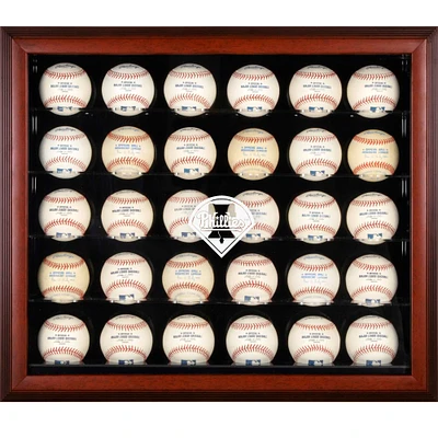 Philadelphia Phillies Logo Mahogany Framed 30-Ball Display Case
