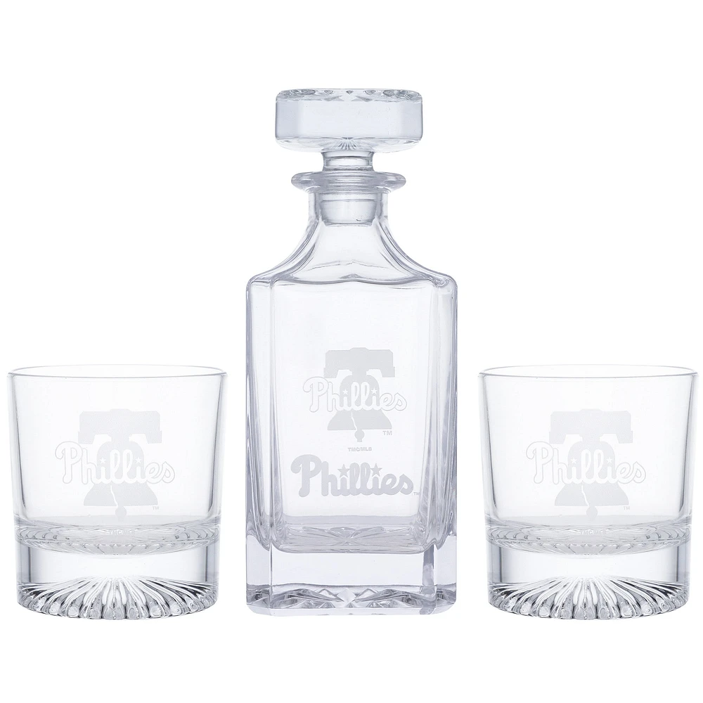 Ensemble de trois verres à whisky et carafe à whisky des Philadelphia Phillies