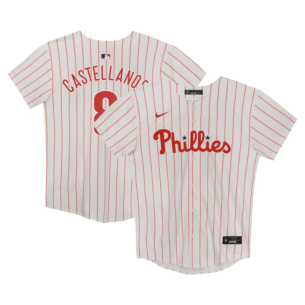 Maillot de match à domicile Nike Nick Castellanos, blanc, pour enfants d'âge préscolaire, des Phillies Philadelphie