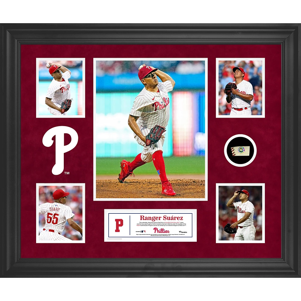 Ranger Suarez Philadelphia Phillies Framed 5-Photo Collage with a Piece of Game-Used Ball