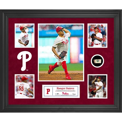 Ranger Suarez Philadelphia Phillies Framed 5-Photo Collage with a Piece of Game-Used Ball