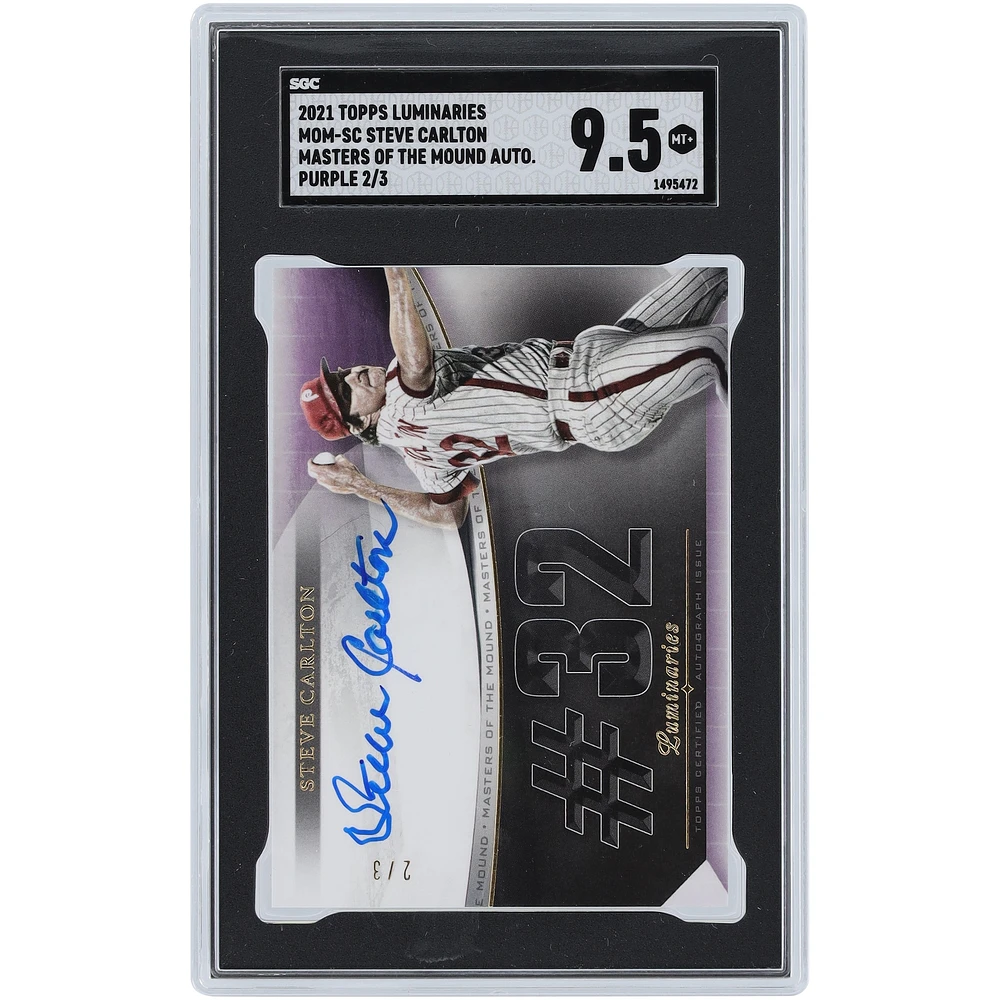 Steve Carlton Philadelphia Phillies Autographed 2021 Topps Luminaries Purple #MOM-SC #2/3 SGC Authenticated 9.5 Card