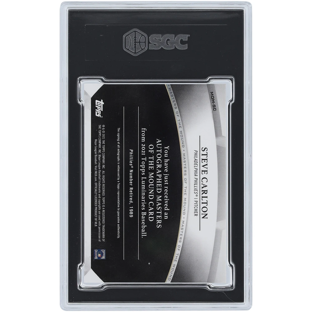 Steve Carlton Philadelphia Phillies Autographed 2021 Topps Luminaries Purple #MOM-SC #2/3 SGC Authenticated 9.5 Card
