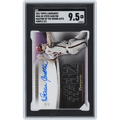 Steve Carlton Philadelphia Phillies Autographed 2021 Topps Luminaries Purple #MOM-SC #2/3 SGC Authenticated 9.5 Card