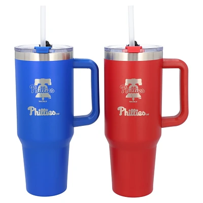 The Memory Company Phillies de Philadelphie 46oz. Ensemble de deux gobelets colossaux en acier inoxydable Home/Away