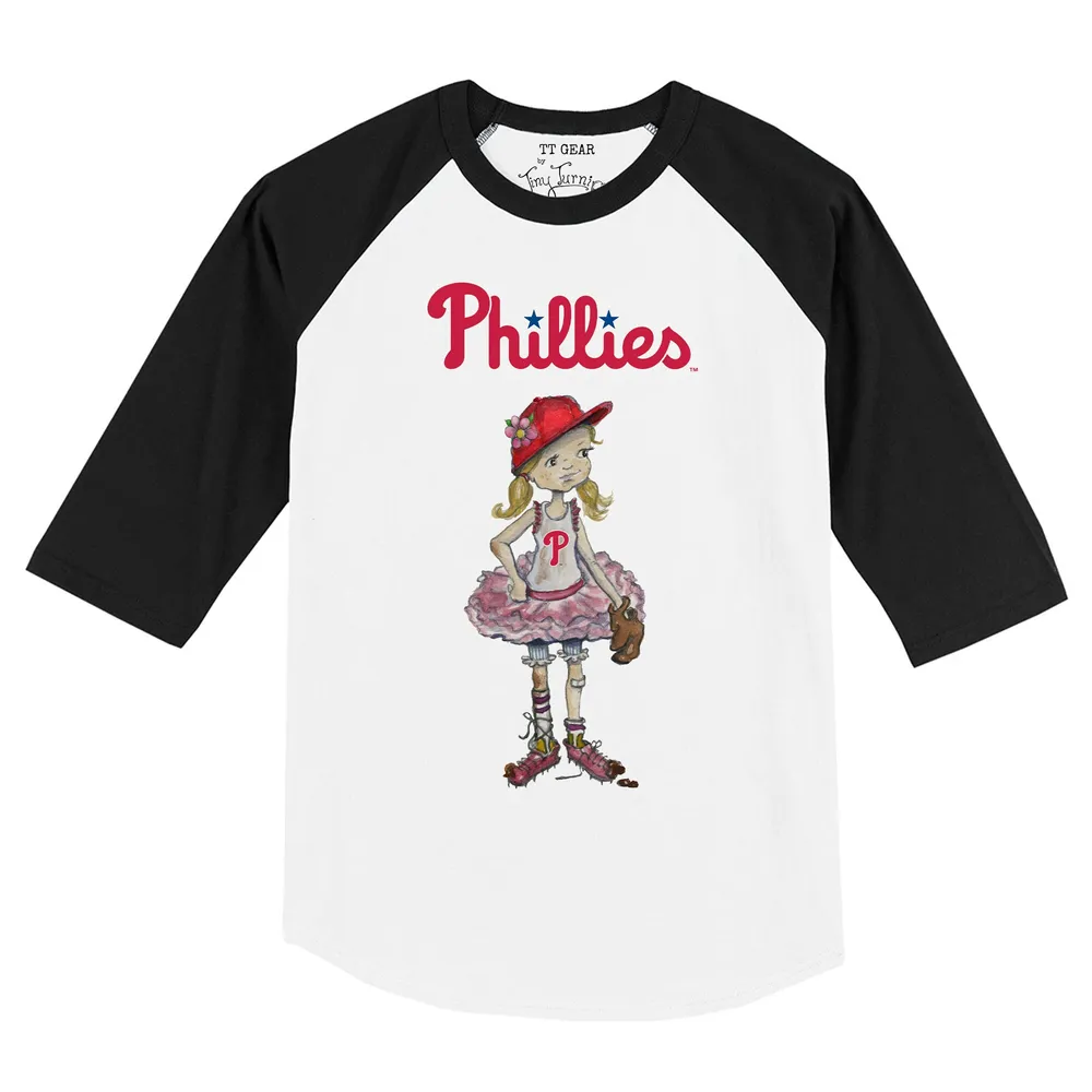 Lids Philadelphia Phillies Tiny Turnip Toddler Babes Raglan 3/4 Sleeve T- Shirt - White/Black
