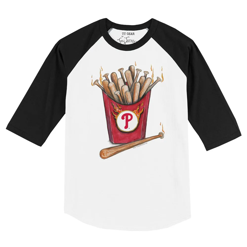 Lids Philadelphia Phillies Tiny Turnip Women's Slugger 3/4-Sleeve Raglan T- Shirt - White/Black