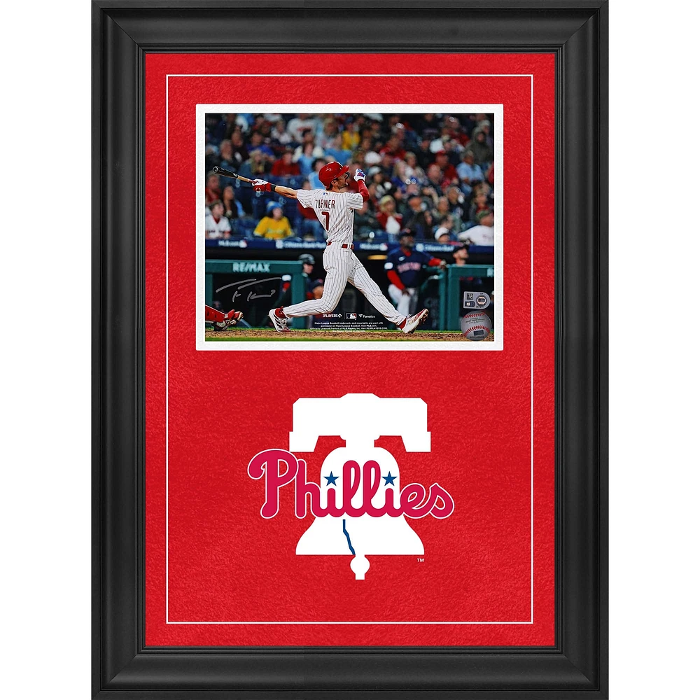 Trea Turner Philadelphia Phillies Autographed Deluxe Framed 8" x 10" White Jersey Hitting Photograph