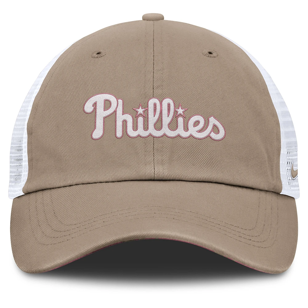 Unisex Nike Khaki/White Philadelphia Phillies Club Trucker Adjustable Hat